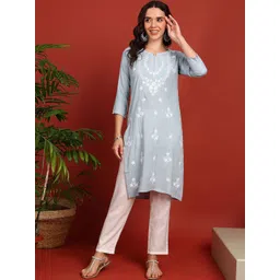 TOP N THREAD Women Floral Embroidered Festive Straight Kurta-picture-30