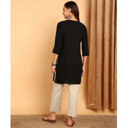 top n thread Women Chikan Embroidery, Embroidered, Self Design Viscose Rayon Straight Kurta image 5