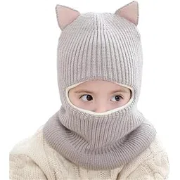 topibaaz Winter Baby Hat Knit Kids Beanie Monkey Cap for Baby Girl and Baby Boy Cute Cat Ears Soft Warm Fleece Lining Woolen Caps for Toddler (Age 1-6 Yrs)-picture-24
