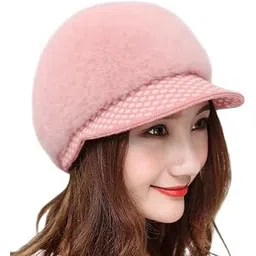 topibaaz Women Winter Hat Fashion Beret Cap | Soft Fleece Lined Knit Beanie Warm Visor Caps for Girls & Ladies Fur Woolen Skull Cap-picture-14