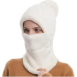 topibaaz Women Winter Hat Monkey Beanie Cap Knit Balaclava Capset | Soft Wool Woolen Fuzzy Plush Skull Cap Windproof Full Face Cover Earflap Hood Nech Warmer Hat (Freesize)-picture-25