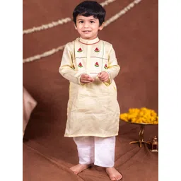 TOPLOVE Boys Ethnic Motifs Embroidered Kurta with Pyjamas-picture-22