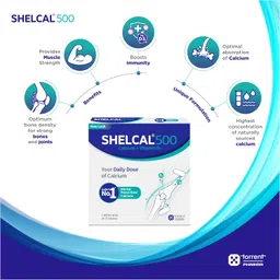 Torrent Shelcal 500 Calcium Tablets With Vitamin D3 | For Healthy And Strong Bone, Joint & Muscles | India'S No.1 Doctor'S Prescribed Calcium Supplement - 75 Tab - Torrent Pharma image 2