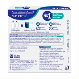 Torrent Shelcal 500 Calcium Tablets With Vitamin D3 | For Healthy And Strong Bone, Joint & Muscles | India'S No.1 Doctor'S Prescribed Calcium Supplement - 75 Tab - Torrent Pharma image 5