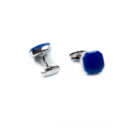 Tossido Blue & Silver-Toned Geometric Cufflink-picture-20