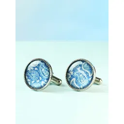 Tossido Blue & White Metal Cufflink-picture-27