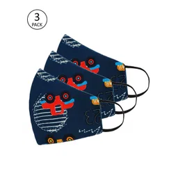 Tossido Kids Blue Pack Of 3 Reusable 3-Ply Cloth Masks-picture-31