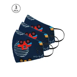 Tossido Kids Blue Pack Of 3 Reusable 3-Ply Cloth Masks-picture-10