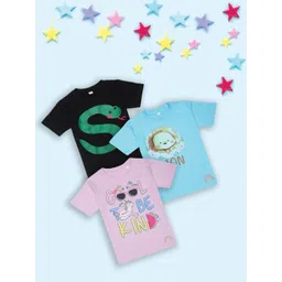 Tossido Kids  Pack of 3 Black & Pink Printed T-shirt-picture-33