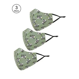 Tossido Kids Pack Of 3 Green Printed Pure Cotton 3-Ply Reusable Outdoor Cloth Masks-picture-25