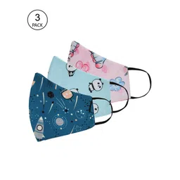 Tossido Kids Pack Of 3 Printed 3-Ply 100% Cotton Cloth Masks-picture-29
