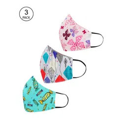 Tossido Kids Pack Of 3 Printed 3-Ply 100% Cotton Cloth Masks-picture-32
