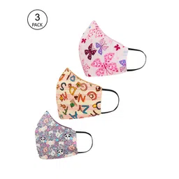 Tossido Kids Pack Of 3 Printed 3-Ply 100% Cotton Reusable Cloth Masks-picture-31