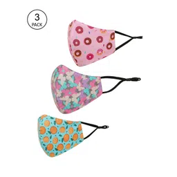 Tossido Kids Pack Of 3 Printed 3-Ply Pure Cotton Reusable Cloth Masks-picture-26