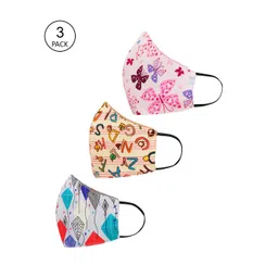 Tossido Kids Pack Of 3 Printed 3-Ply Reusable 100% Cotton Cloth Face Masks-picture-28