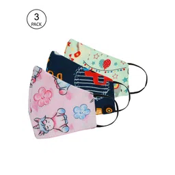 Tossido Kids Pack Of 3 Printed 3-Ply Reusable 100% Cotton Cloth Masks-picture-30