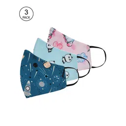 Tossido Kids Pack Of 3 Printed Reusable 100% Cotton 3 -Ply Cloth Face Mask-picture-22