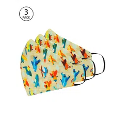 Tossido Kids Yellow Pack Of 3 Reusable 3-Ply Cloth Masks-picture-50