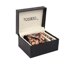 Tossido Men Black & Orange Printed Accessory Gift Set-picture-26