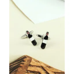 Tossido Men Black & Silver-Toned Printed Quirky Cufflinks-picture-37