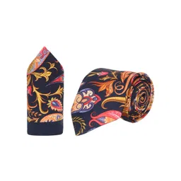 Tossido Men Blue Printed Neck Tie & Pocket Square Gift Set-picture-36