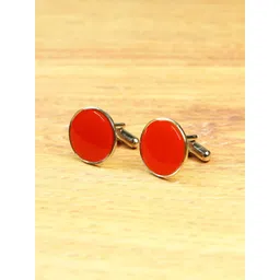 Tossido Men Orange & Gold-Toned Solid Round Metal Cufflinks-picture-19