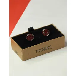 Tossido Men Paisley Printed Round Brass Cufflink-picture-11