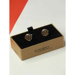 Tossido Men Paisley Printed Round Brass Cufflink-picture-14