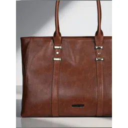 Toteteca PU Structured Shoulder Bag with Cut Work image 5