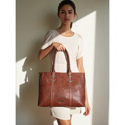 Toteteca PU Structured Shoulder Bag with Cut Work image 1