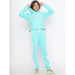 TotzTouch Girls Set Of 2 Purple & Blue Pure Cotton Printed Hoodie Set-picture-23