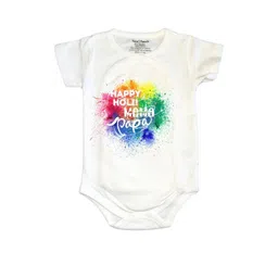 TotzTouch Unisex Baby White Holi-Themed Pure Cotton Printed Cotton Romper-picture-17