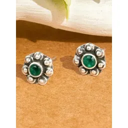 Touch925 925 Pure Silver Dazzling Sunflower Oxidized Stud Earrings-picture-22