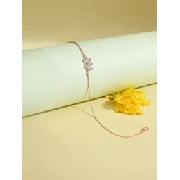 Touch925 925 Pure Silver Stone Rose Gold Leaf Anklet-picture-10