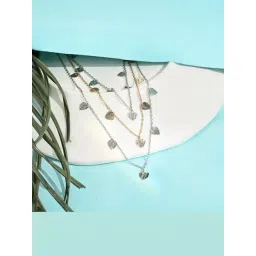 Touch925 925 Pure Silver Triple Layered Heart Charm Necklace-image-45