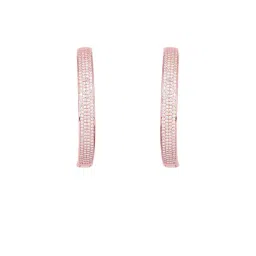 Touch925 925 Silver Chunky Silver CZ Studded Hoop Rose Gold Earrings-picture-18