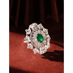 Touch925 925 Silver Emerald Sparkle Statement Ring for Women-picture-14