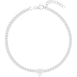 touch925 Heartsparkle Silver Tennis Bracelet for Women with Heart CZ Solitaire | Elegant Silver Bracelet Design with Adjustable Chain | Romantic Wrist Jewellery Gift for Women & Girls-picture-48
