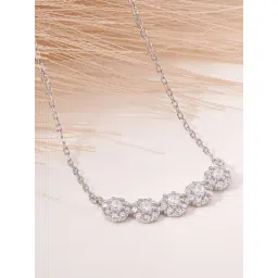 Touch925 Silver Cluster Studded Row Chain Necklace for Women-picture-26