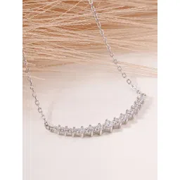 Touch925 Silver Curved Stone Bar Chain Necklace for Women-picture-31