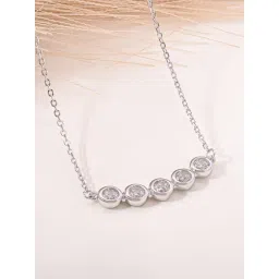 Touch925 Silver Five Stone Bar Chain Necklace for Women-picture-29