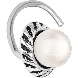 touch925 The Pearl Oxidized Silver Nose Pin | 92.5 Pure Silver | Silver jewellery for women | Certificate of Authenticity and 925 Hallmark-picture-10