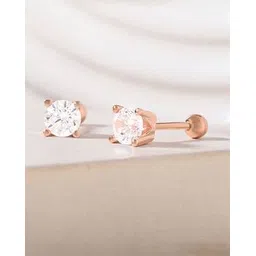 touch925 Women Sterling Silver Rose Gold-Plated Stud Earrings-picture-22