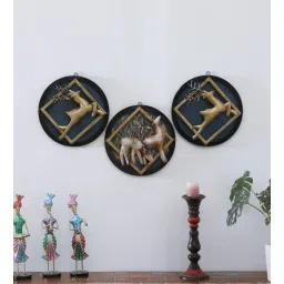 toughcrafts Deer Set Of 3 Gold Iron Wall Art Without LED-picture-31