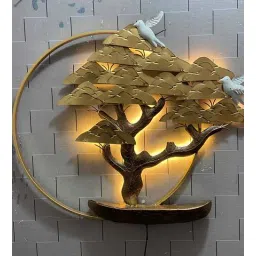toughcrafts Iron Gold Golden Tree Metal Wall Art With Led-picture-30