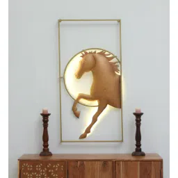toughcrafts Iron Golden Horse Frame Wall Metal Art-picture-34