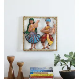 toughcrafts Iron Golden Musician Couple Frame Wall Metal Art-picture-8