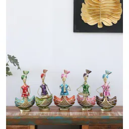toughcrafts Tribal Baba Set Of 5 Multicolour Iron Figurines-picture-14
