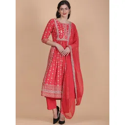 TOULIN Floral Printed A-Line Kurta with Palazzos & Dupatta-picture-14