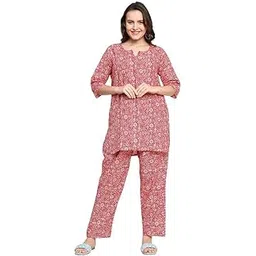 Tout ENESMLE Cotton Printed Co-Ord Set for Women - Nightwear Pajama Set with Pockets | Soft & Breathable Two-Piece Outfit for Sleep & Lounge-picture-20
